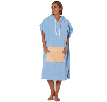 OCEAN & EARTH LADIES DAYDREAM HOODED PONCHO IN SPUGNA DONNA BLUE