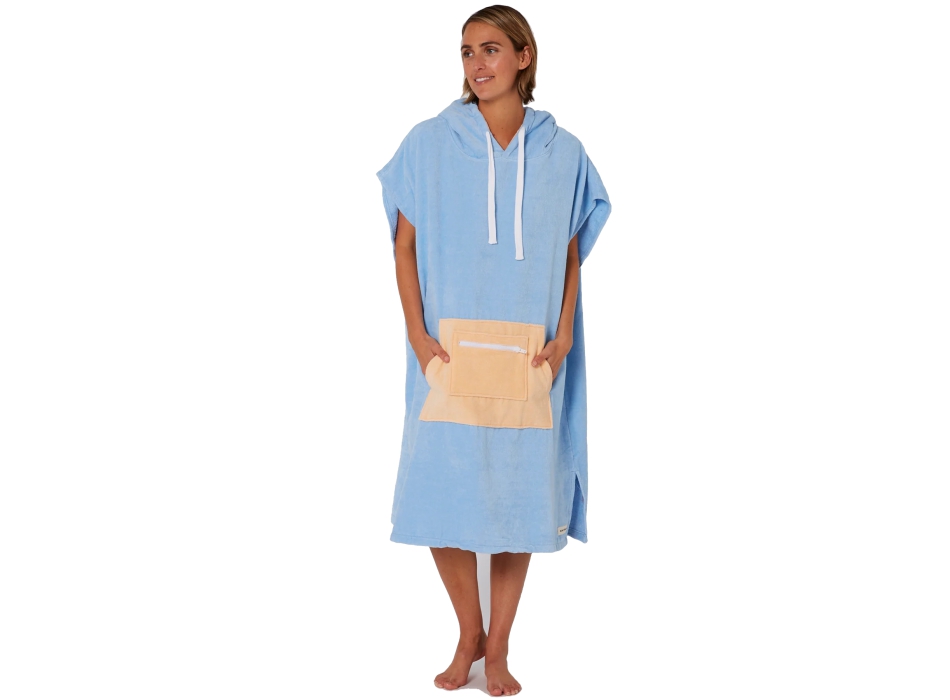 OCEAN & EARTH LADIES DAYDREAM HOODED PONCHO IN SPUGNA DONNA BLUE