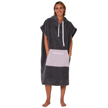 OCEAN & EARTH LADIES DAYDREAM HOODED PONCHO IN SPUGNA DONNA CHARCOAL