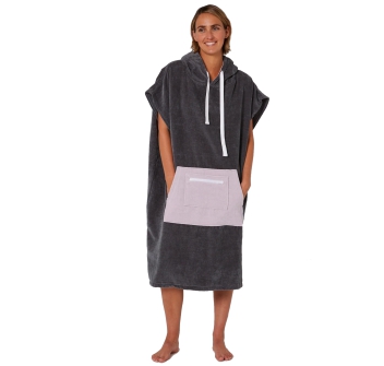 OCEAN & EARTH LADIES DAYDREAM HOODED PONCHO IN SPUGNA DONNA CHARCOAL