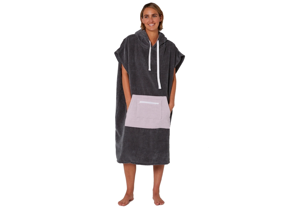 OCEAN & EARTH LADIES DAYDREAM HOODED PONCHO IN SPUGNA DONNA CHARCOAL