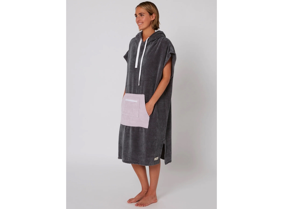 OCEAN & EARTH LADIES DAYDREAM HOODED PONCHO IN SPUGNA DONNA CHARCOAL