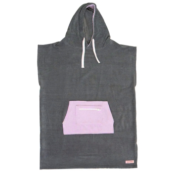 OCEAN & EARTH LADIES DAYDREAM HOODED PONCHO IN SPUGNA DONNA CHARCOAL