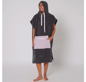 OCEAN & EARTH LADIES DAYDREAM HOODED PONCHO IN SPUGNA DONNA CHARCOAL