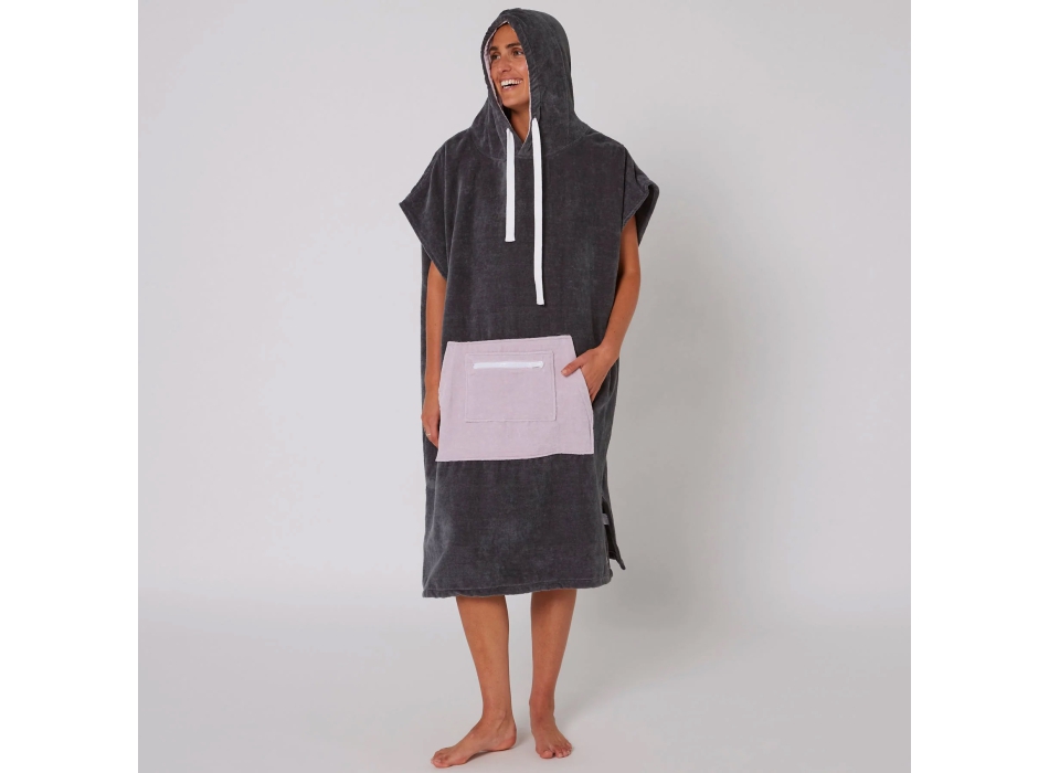 OCEAN & EARTH LADIES DAYDREAM HOODED PONCHO IN SPUGNA DONNA CHARCOAL