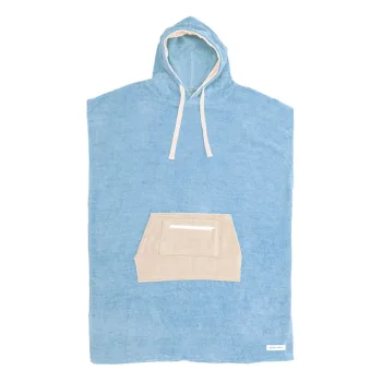 OCEAN & EARTH LADIES DAYDREAM HOODED PONCHO IN SPUGNA DONNA PALE BLUE