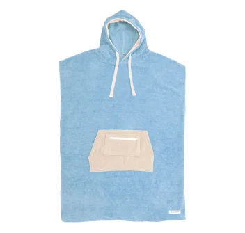 OCEAN & EARTH LADIES DAYDREAM HOODED PONCHO IN SPUGNA DONNA PALE BLUE