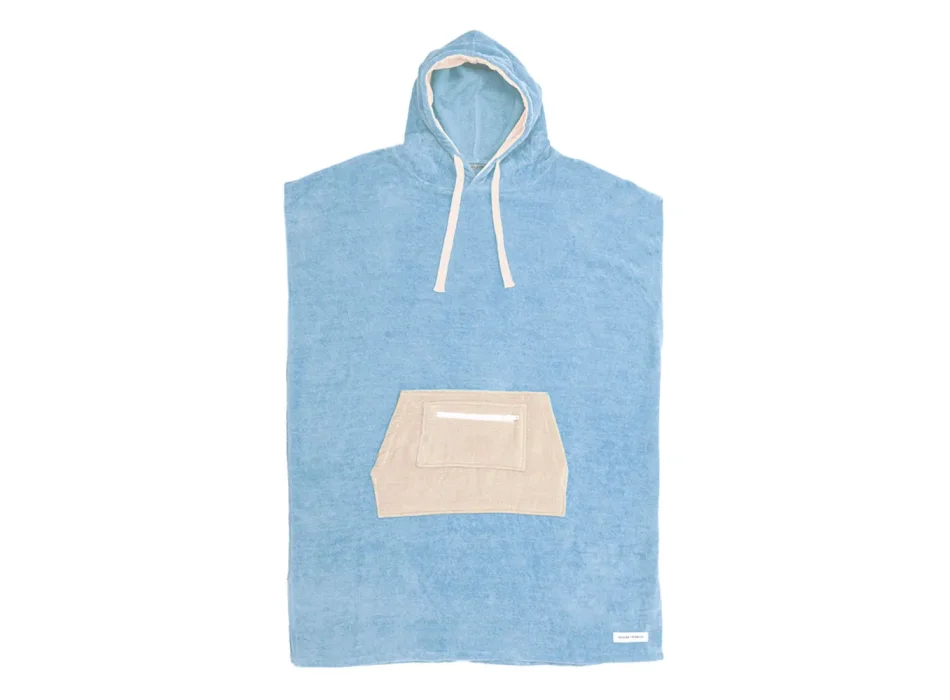 OCEAN & EARTH LADIES DAYDREAM HOODED PONCHO IN SPUGNA DONNA PALE BLUE