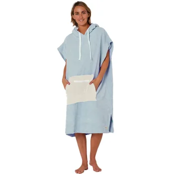 OCEAN & EARTH LADIES DAYDREAM HOODED PONCHO IN SPUGNA DONNA PALE BLUE