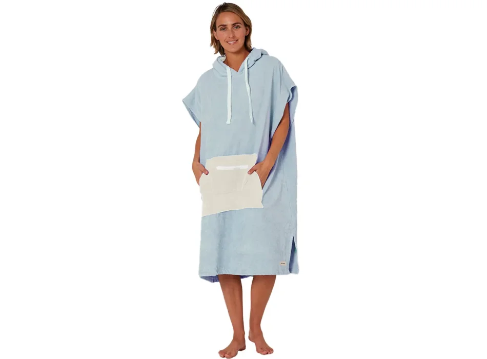 OCEAN & EARTH LADIES DAYDREAM HOODED PONCHO IN SPUGNA DONNA PALE BLUE