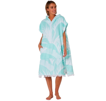 OCEAN & EARTH LADIES FRONT ZIP HOODED PONCHO IN MICROFIBRA DONNA MINT