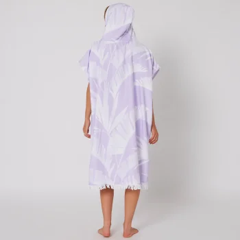 OCEAN & EARTH LADIES FRONT ZIP HOODED PONCHO IN MICROFIBRA DONNA VIOLET