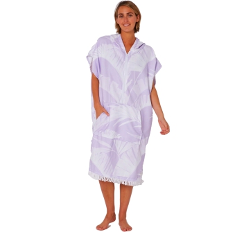 OCEAN & EARTH LADIES FRONT ZIP HOODED PONCHO IN MICROFIBRA DONNA VIOLET