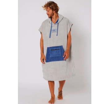 OCEAN & EARTH PONCHO IN SPUGNA LIGHT GREY