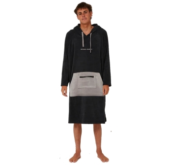 OCEAN & EARTH PONCHO SURF ESSENTIAL MANICA LUNGA HOODED ADULTO DULL BLACK