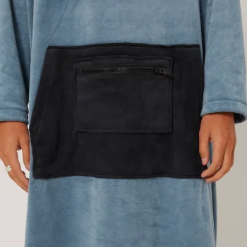 OCEAN & EARTH PONCHO SURF ESSENTIAL MANICA LUNGA HOODED ADULTO PETROL