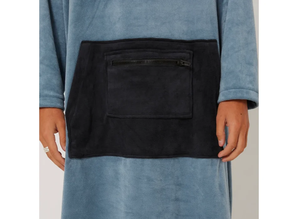 OCEAN & EARTH PONCHO SURF ESSENTIAL MANICA LUNGA HOODED ADULTO PETROL