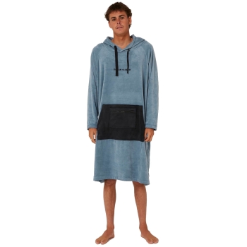 OCEAN & EARTH PONCHO SURF ESSENTIAL MANICA LUNGA HOODED ADULTO PETROL