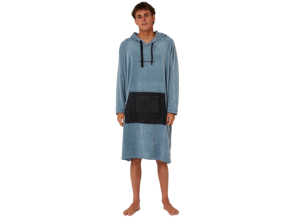 OCEAN & EARTH PONCHO SURF ESSENTIAL MANICA LUNGA HOODED ADULTO PETROL