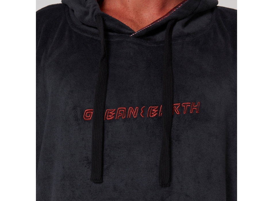 OCEAN & EARTH STRIKE HOODED PONCHO IN SPUGNA ADULTO DULL BLACK