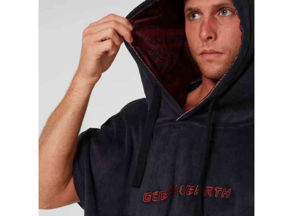OCEAN & EARTH STRIKE HOODED PONCHO IN SPUGNA ADULTO DULL BLACK