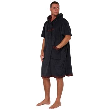 OCEAN & EARTH STRIKE HOODED PONCHO IN SPUGNA ADULTO DULL BLACK