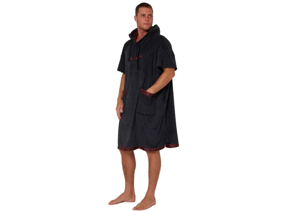 OCEAN & EARTH STRIKE HOODED PONCHO IN SPUGNA ADULTO DULL BLACK