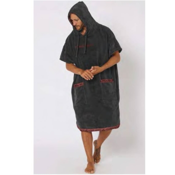 OCEAN & EARTH STRIKE HOODED PONCHO IN SPUGNA ADULTO DULL BLACK