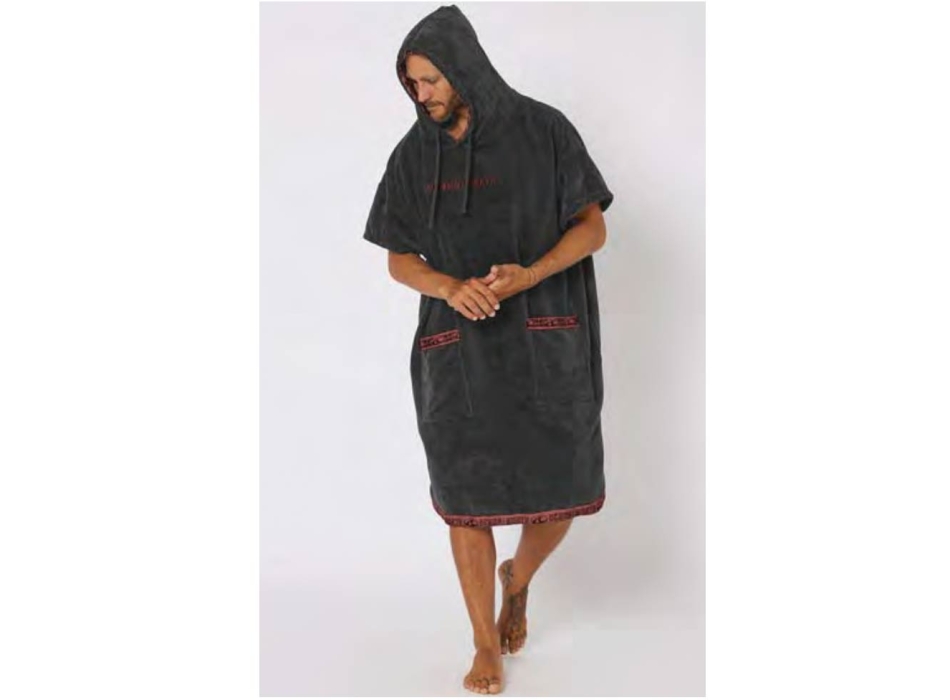 OCEAN & EARTH STRIKE HOODED PONCHO IN SPUGNA ADULTO DULL BLACK