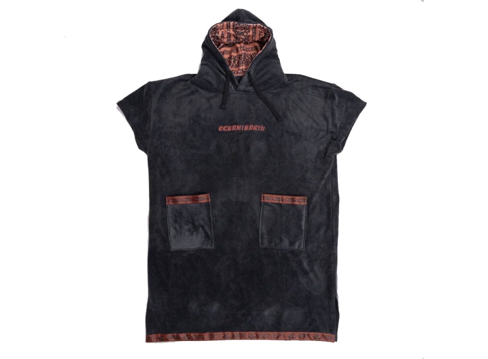 OCEAN & EARTH STRIKE HOODED PONCHO IN SPUGNA ADULTO DULL BLACK
