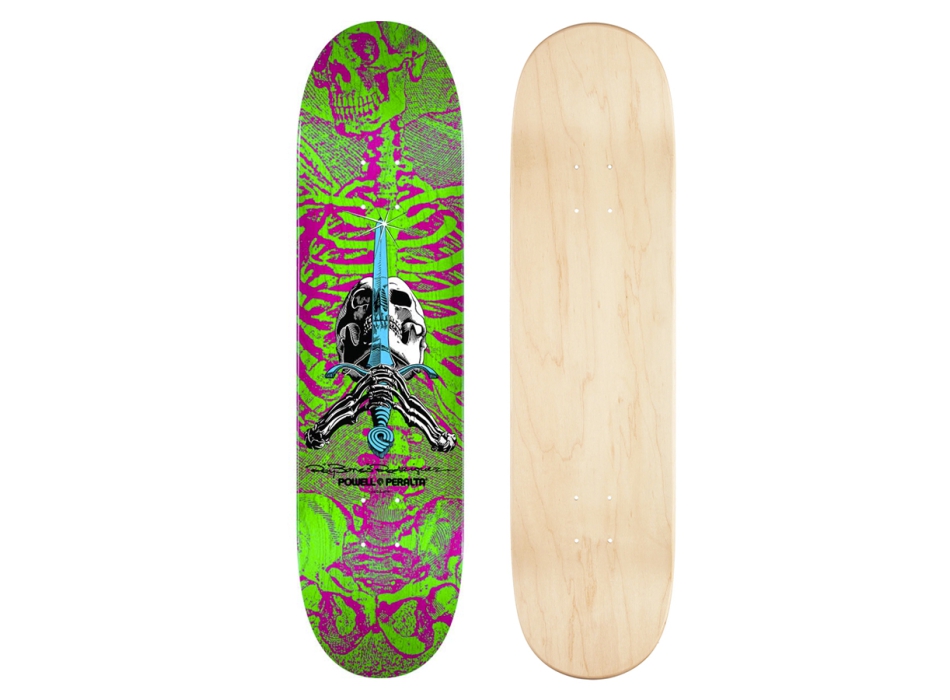 POWELL PERALTA SKULL & SWORD PINK GREEN 8.0" SKATE COMPLETO