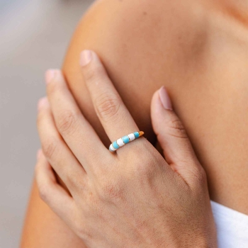 PURA VIDA ANELLO STRIPED ENAMEL GOLD RING