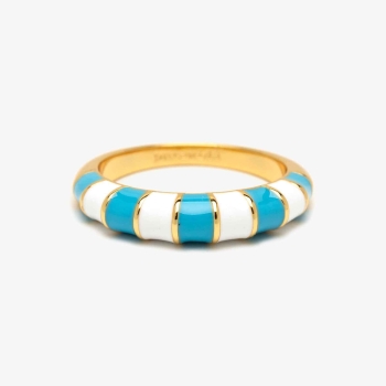 PURA VIDA ANELLO STRIPED ENAMEL GOLD RING