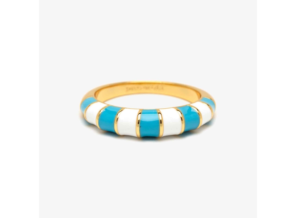 PURA VIDA ANELLO STRIPED ENAMEL GOLD RING