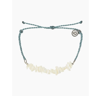 PURA VIDA MOTHER OF PEARL SHELL CHIP BRACCIALETTO SMOKE BLUE