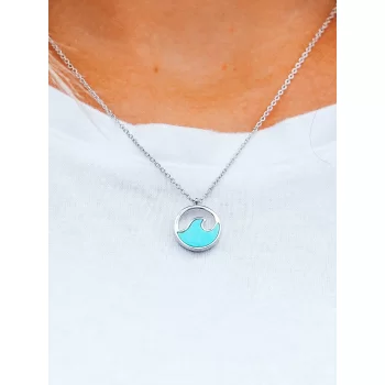 PURA VIDA STONE WAVE COLLANA SILVER BLUE