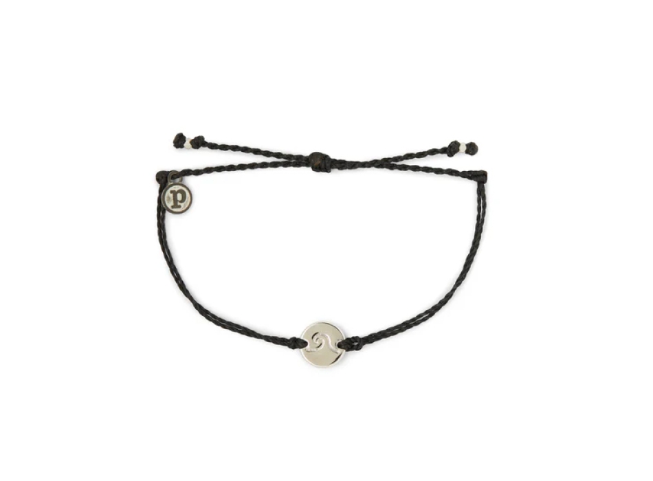 PURA VIDA WAVE COIN SILVER BRACCIALETTO BLACK