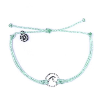 PURA VIDA WAVE SILVER BRACCIALETTO MINTY GREEN