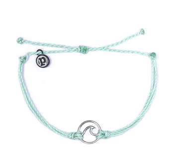 PURA VIDA WAVE SILVER BRACCIALETTO MINTY GREEN