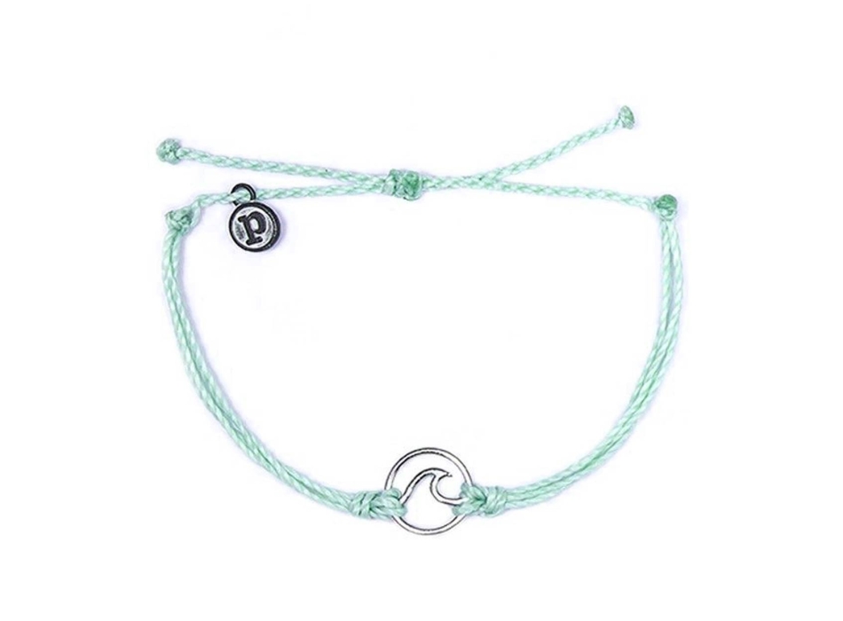 PURA VIDA WAVE SILVER BRACCIALETTO MINTY GREEN