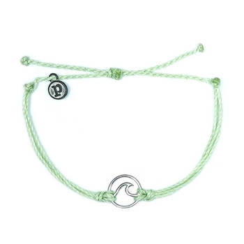 PURA VIDA WAVE SILVER BRACCIALETTO MINTY GREEN