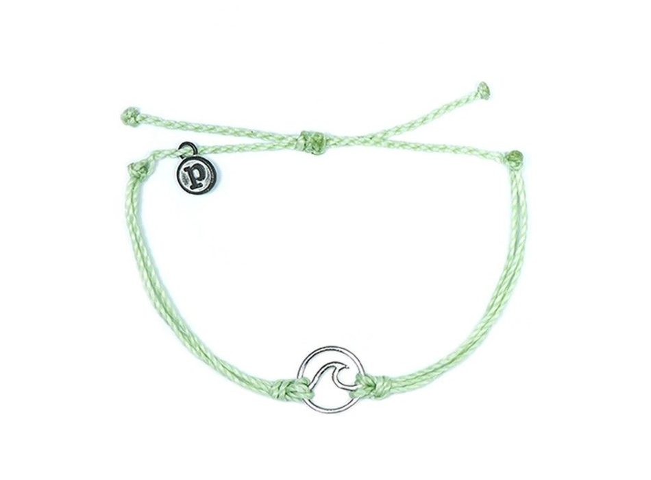 PURA VIDA WAVE SILVER BRACCIALETTO MINTY GREEN