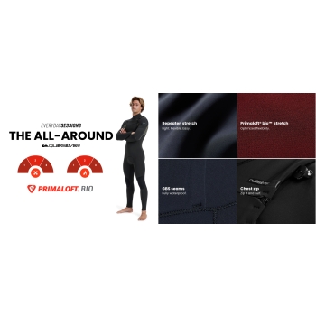 QUIKSILVER 5/4/3 EVERYDAY SESSIONS CHEST ZIP HOOD MUTA CON PRIMALOFT