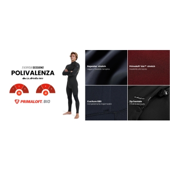 QUIKSILVER 5/4/3 EVERYDAY SESSIONS CHEST ZIP HOOD MUTA CON PRIMALOFT