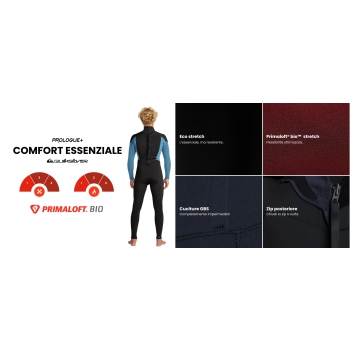 QUIKSILVER PROLOGUE+ 4/3 BACK ZIP MUTA INTERA CON PRIMALOFT