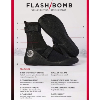 RIP CURL 5MM FLASHBOMB HIDDEN SPLIT TOE CALZARI