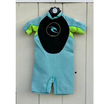 RIP CURL BAMBINO DAWN PATROL 2MM MUTA SHORT MANICHE CORTE LIGHT BLUE