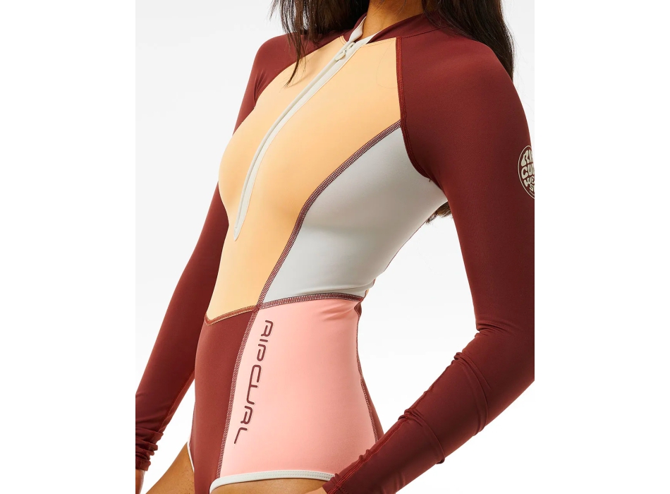 RIP CURL BLOCK PARTY MUTINO IN LYCRA MANICHE LUNGHE UPF50+ PLUME