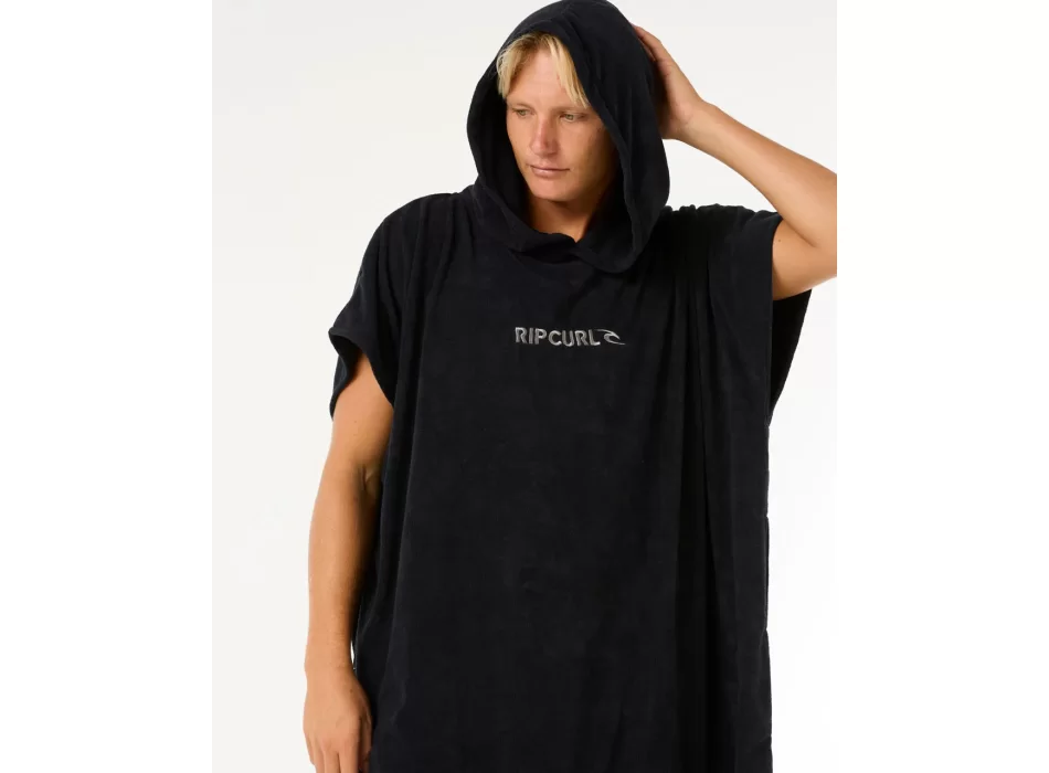 RIP CURL BRAND PONCHO IN SPUGNA BLACK GREY