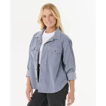 RIP CURL CAMICIA IN VELLUTO STEVIE CORD SHIRT BLUE GREY